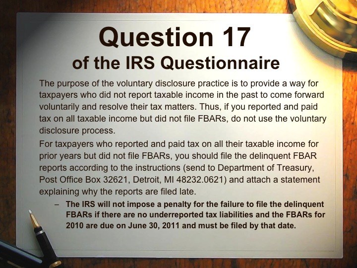Update on the IRS openended amnesty program LEHMAN TAX LAW